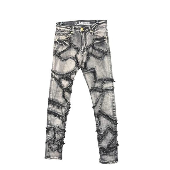 Argonaut Nation Jeans Mens 30x32 Gray Distressed Frayed Slim Fit Streetwear - Picture 1 of 9